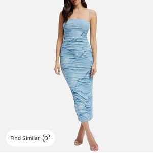 Good American Ruched Denim MIDI Dress Size 6